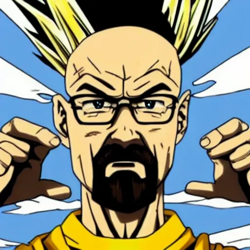 Prompt: walter white going super sayan, dragon ball