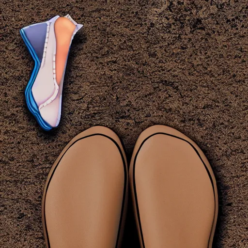 Image similar to a tiny man living inside a dirty womens shoe