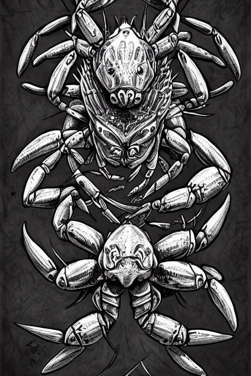 Prompt: human warrior, crab themed armour, crab claws symmetrical, highly detailed, digital art, needles, sharp focus, trending on art station, kentaro miura manga art style