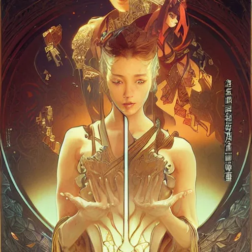 Prompt: movie poster, oiled magic cube, by tsuyoshi nagano, greg rutkowski, artgerm, alphonse mucha