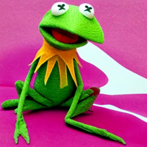 Prompt: kermit the frog with head injury