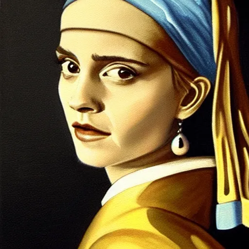 Prompt: painting of emma watson with the pearl earring