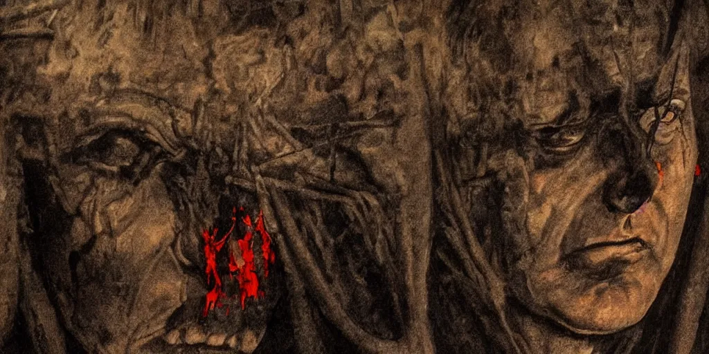 Prompt: biden in dante's inferno painting, crows, crosses, dark beauty, rotten gold, closeup faces, extremely detailed, cinema 4 d, unreal engine.