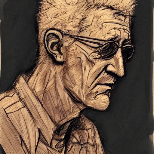 Image similar to a realistic yet scraggly portrait sketch of the side profile of a stern and sophisticated boomhauer, trending on artstation, intricate details, in the style of frank auerbach, in the style of sergio aragones, in the style of martin ansin, in the style of david aja, in the style of mattias adolfsson