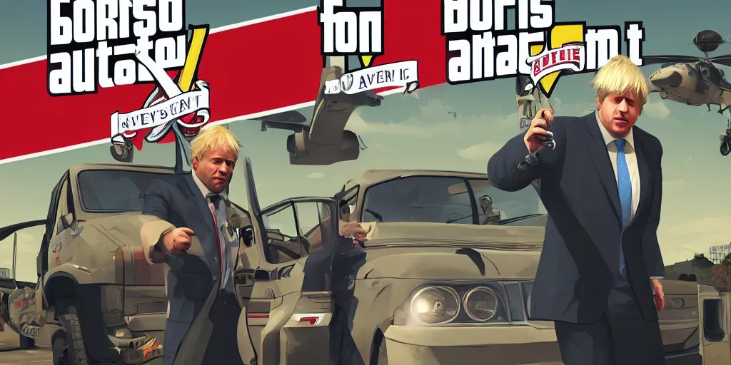 Image similar to boris johnson in gta v, cover art by stephen bliss, boxart, loading screen, 8 k resolution