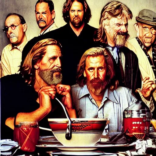 Image similar to The Big Lebowski portrait by norman Rockwell, epic