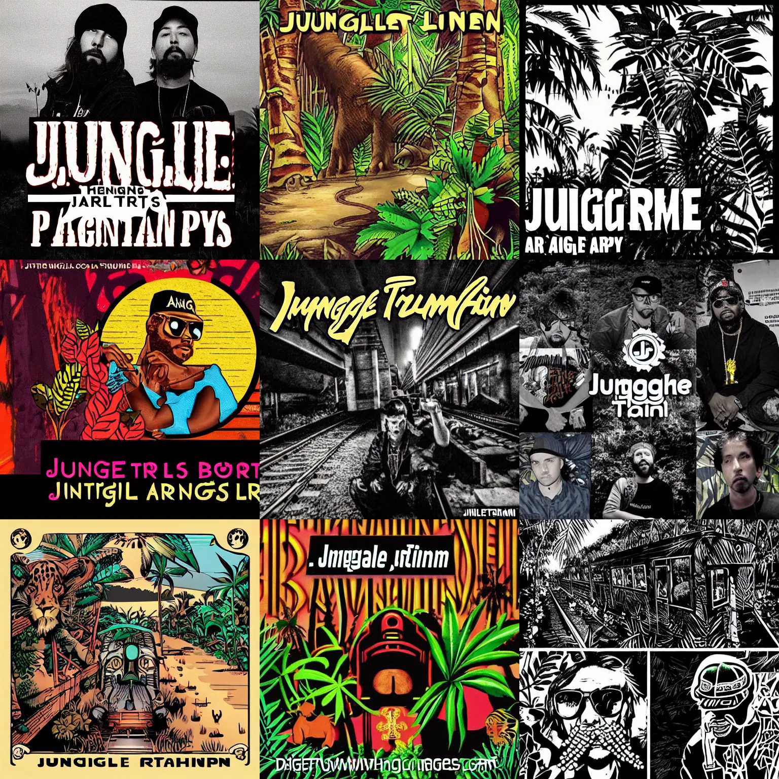 Prompt: jungletrain. net, amen beats jungle party, drugs, beats, flow, the chronic