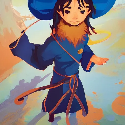 Prompt: painting cat wizard wearing blue robes avatar hero smooth face median photoshop filter cutout vector behance hd by jesper ejsing, by rhads, makoto shinkai and lois van baarle, ilya kuvshinov, rossdraws, illustration, art by ilya kuvshinov and gustav klimt