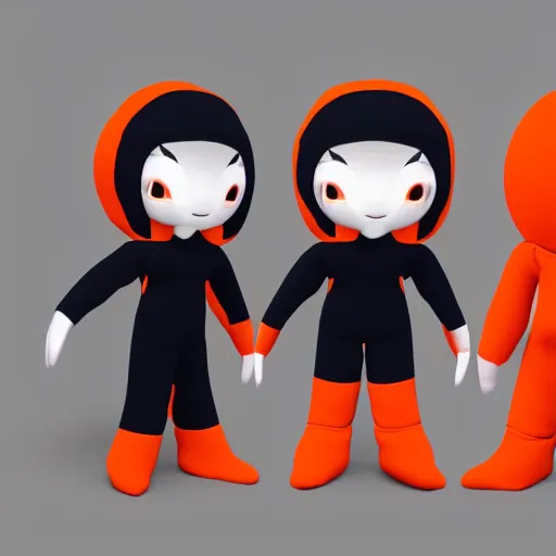 Image similar to cute fumo plush of an alien girl in a black hoodie, three point lighting, orange and blue contrast, vray