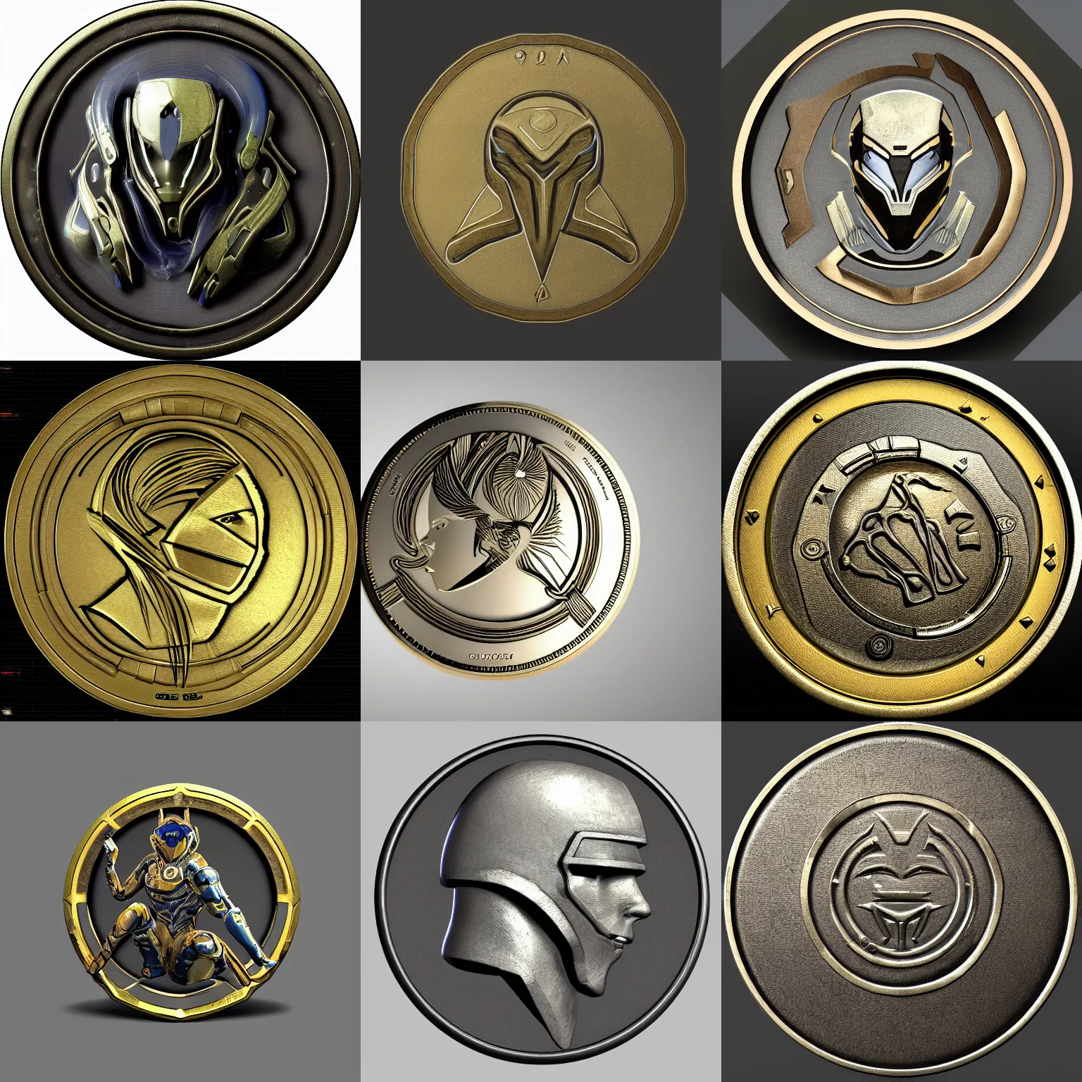 Prompt: a coin in the style of the Corpus Collective from Warframe, ultra realistic, highly detailed, 4k quality photo