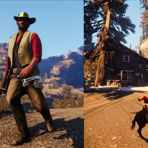 Image similar to grand theft auto v in red dead redemption 2, gta v in rdr 2