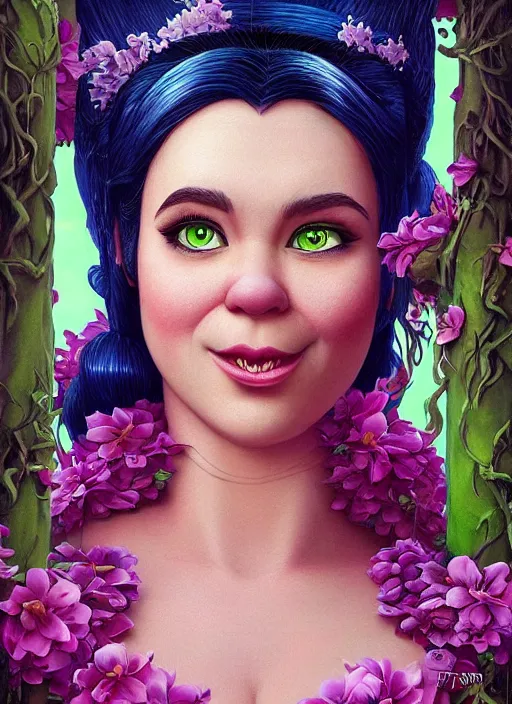 Image similar to lofi portrait of shrek as jasmine the princess, pixar style, by tristan eaton stanley artgerm and tom bagshaw.