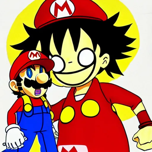 Prompt: luffy as mario