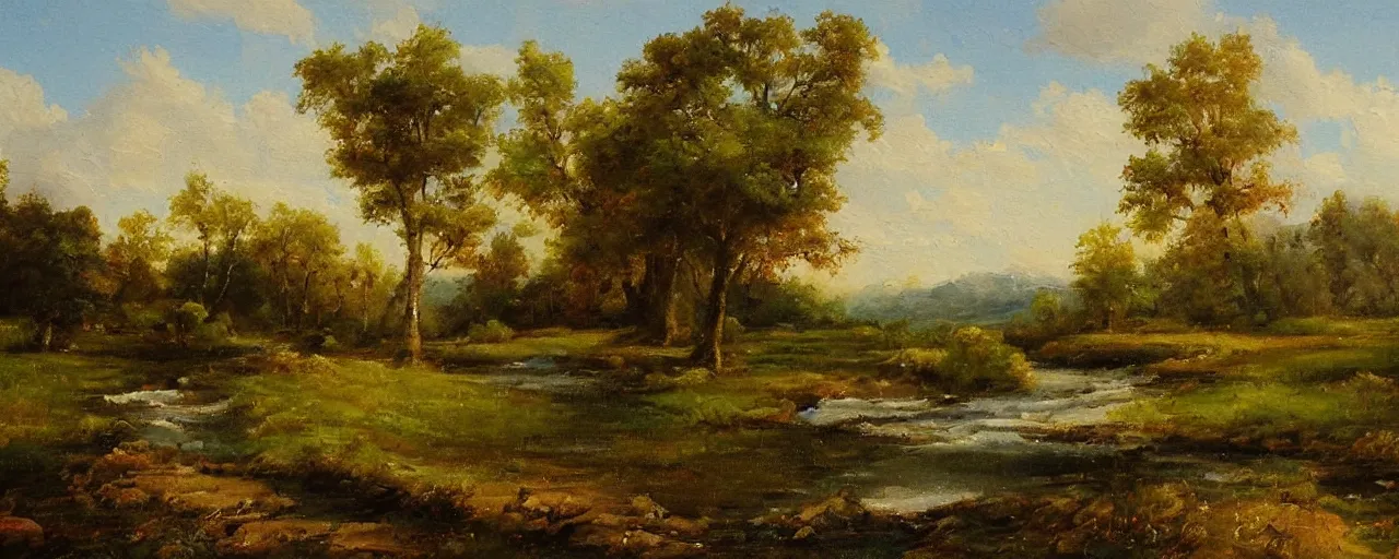 Image similar to a beautiful landscape painting by John Marshall Gamble