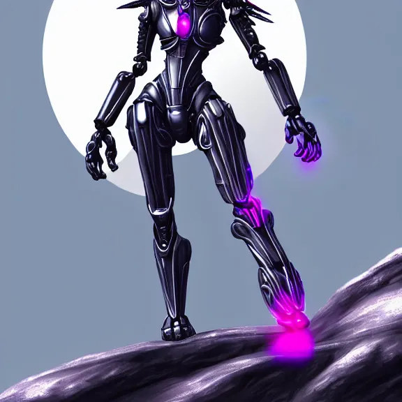 Image similar to extremely detailed giantess shot of a goddess that's a giant beautiful stunning anthropomorphic robot female dragon, standing majestically on a mountain, elegant pose, robot dragon claws, streamlined shiny silver metal armor, fuchsia skin, detailed sharp metal claws, thick warframe robot legs, long elegant tail, detailed warframe fanart, destiny fanart, high quality digital art, giantess art, furry art, warframe art, Destiny art, furaffinity, DeviantArt, artstation, 8k HD, octane render