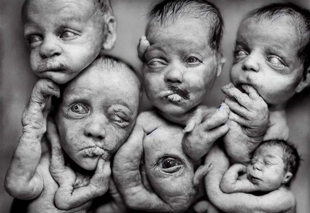 Prompt: full frame dr. seuss new born babies, anthropomorphic by lee jeffries, gelatin silver process photo, h. r. giger, by lee jeffries