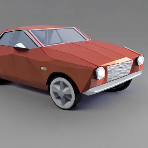 Image similar to a 3d low poly game object of a retro car from eastern Europe