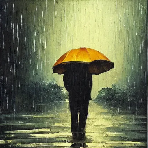 Prompt: “the old man in the rain oil panting”