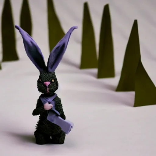 Image similar to the rabbit donnie darko, claymation,