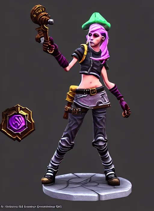 Image similar to street punk young woman thief, stylized stl fantasy miniature, 3 d render, activision blizzard style, hearthstone style