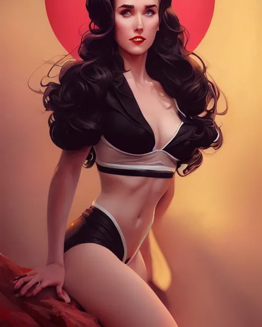Prompt: a pin up and beautiful fashion charming dreamlke jennifer connelly, symmetrical face symmetrical eyes, character art, art by artgerm lau and wlop and and ilya kuvshinov and john singer sargent, joshua middleton comic art, hyperdetailed, 8 k realistic, symmetrical, frostbite 3 engine, cryengine, digital art