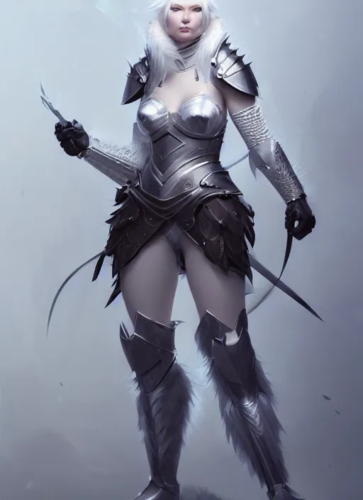 Image similar to fur - lined armor!!! beautiful and elegant white haired female!! gorgeous ayes!! character concept art, sharp focus, octane render! unreal engine 5! highly rendered!! trending on artstation!! detailed linework!! illustration by bussiere rutkowski andreas rocha