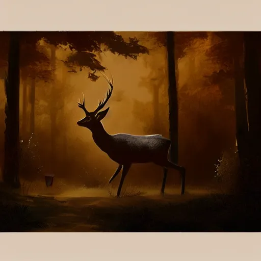 Image similar to deer digital art in the style of greg rutkowski and craig mullins, 4 k