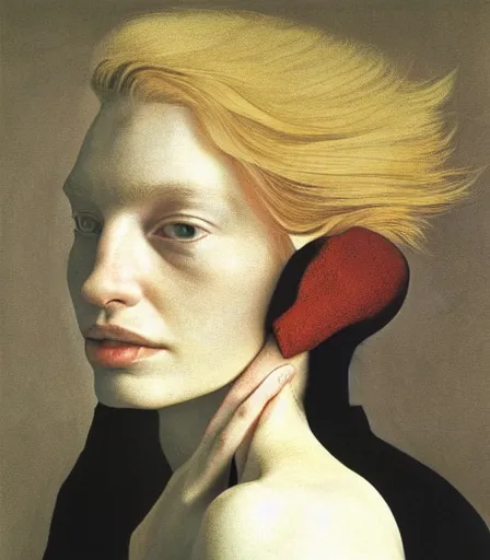 Image similar to a high quality, high detail, portrait of an attractive non - binary person by andrew wyeth and gottfried helnwein