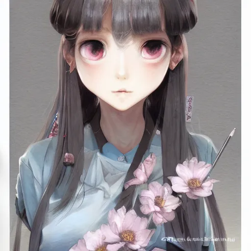 Image similar to dynamic composition, motion, ultra-detailed, incredibly detailed, a lot of details, amazing fine details and brush strokes, colorful and grayish palette, smooth, HD semirealistic anime CG concept art digital painting, watercolor oil painting of a Japanese schoolgirl, by a Chinese artist at ArtStation, by Huang Guangjian, Fenghua Zhong, Ruan Jia, Xin Jin and Wei Chang. Realistic artwork of a Chinese videogame, gradients, gentle an harmonic grayish colors.