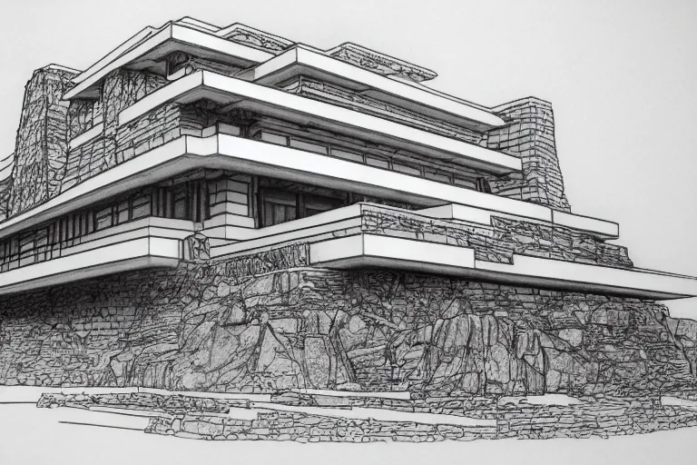 Prompt: gigachad, highly detailed sketch, line art, by frank lloyd wright