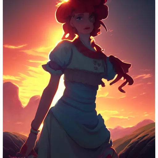 Image similar to peony leagallow, female halfling, rouge, dungeons and dragons, sunset, behance hd by jesper ejsing, by rhads, makoto shinkai and lois van baarle, ilya kuvshinov, rossdraws radiating a glowing aura global illumination ray tracing hdr