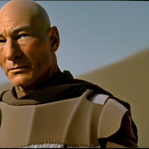 Image similar to a film still of patrick stewart in the movie star wars a new hope