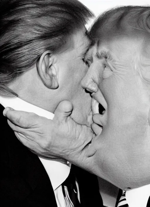 Image similar to beautiful romantic photo of donald trump kissing donald trump.