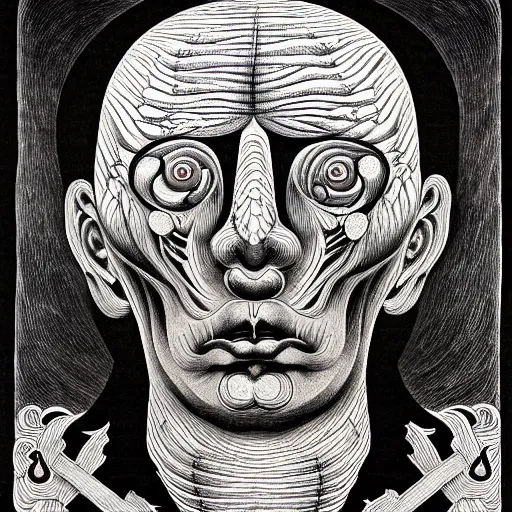 Image similar to conceptual post - mortem mexican spirit monumental portrait made by escher and william blake, highly conceptual art, intricate detailed painting, illustration sharp detail, manga 1 9 9 0