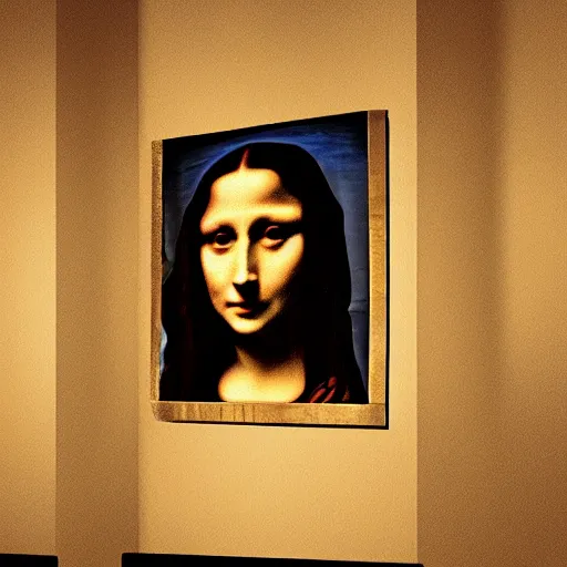 Image similar to Elizabeth Olsen as the Mona Lisa in mellow lighting, illustrated by Leonardo DaVinci, trending on artstation, artstationHQ, artstationHD, 4k, 8k.