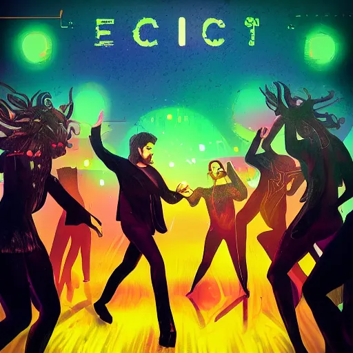 Prompt: epic album cover, alone on the dance floor, tending on artstation, award - winning art
