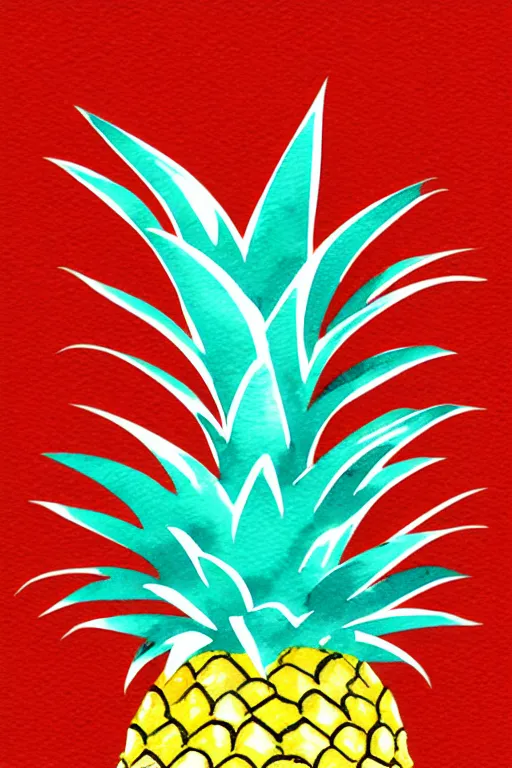 Image similar to minimalist watercolor art of a pineapple, illustration, vector art