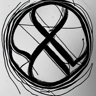 Image similar to an alchemical symbol for intention, minimalist, sigil, pen, pen and ink