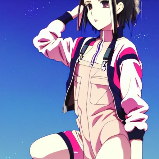 Image similar to a beautiful natalie portman as an anime boy gravure model, wearing oversized mayan bomber jacket and leotard with overalls, bulky poofy bomber jacket with mayan patterns, aztec street fashion, gapmoe yandere grimdark, trending on pixiv fanbox, painted by greg rutkowski makoto shinkai takashi takeuchi studio ghibli, akihiko yoshida