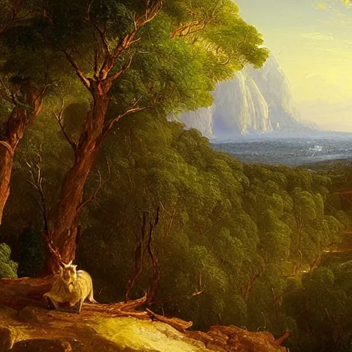 Image similar to a highly detailed painting of the australian bush by thomas cole