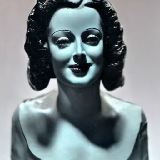 Image similar to antique sculpture of hedy lamarr, she is smiling