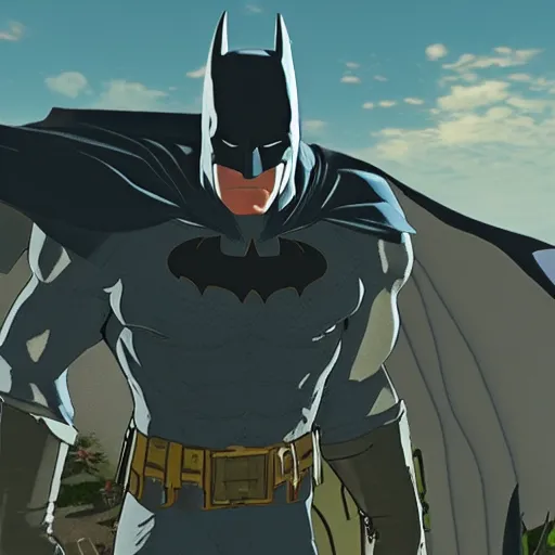 Image similar to Film still of Batman, from The Legend of Zelda: Breath of the Wild (2017 video game)