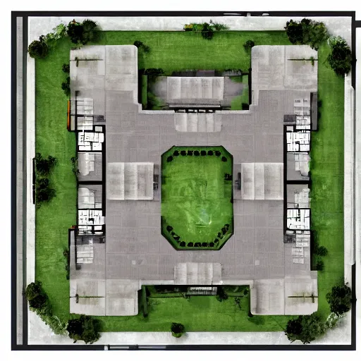 Image similar to architectural floor plan call of duty minimap, symmetrical outpost, ancient fort