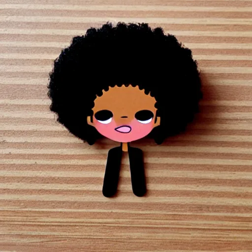 Image similar to a cute 2 d hair barrette character, afro, design, detailed