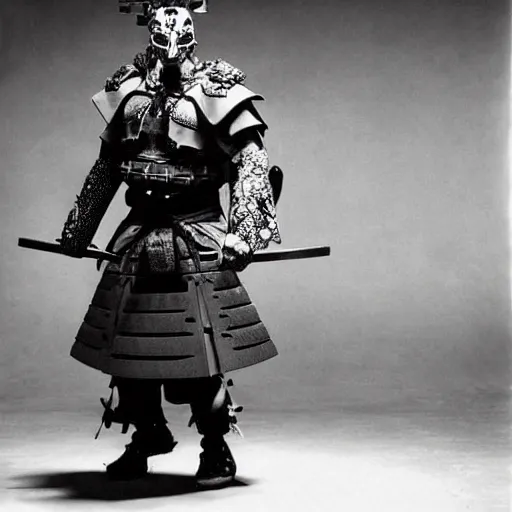 Image similar to fierce big muscular samurai wearing a cybernetic oni mask, amazing accurate movie still