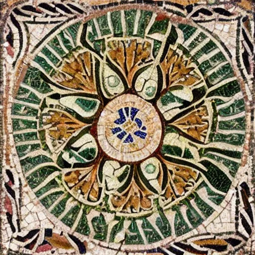 Image similar to a beautiful roman mosaic of a fractal rose, circa 1 0 0 ad, rome