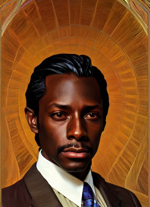 Image similar to oil portrait of miles edgeworth, intricate, elegant, highly detailed, lighting, painting, artstation, smooth, illustration, art by greg rutowski and alphonse mucha