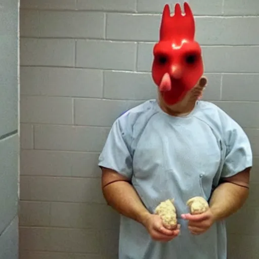 Image similar to inmate that has a chicken head