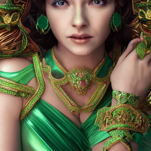 Image similar to wonderful princess of emerald with fair skin, ornate 8 k gorgeous intricate detailed, accent lighting, dramatic light, octane render