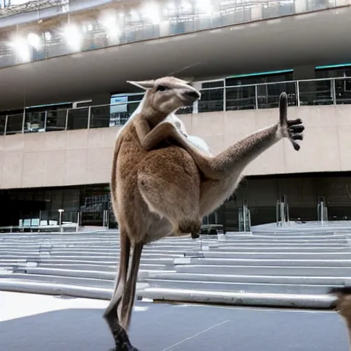 Image similar to kangaroo doing parkour at the adelaide festival center